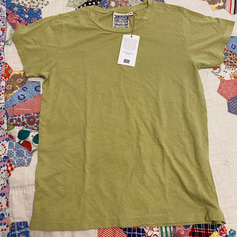 New Jungmaven organic hemp blend tee, washed olive M